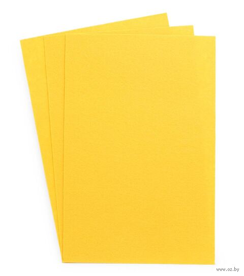 Фетр листовой жесткий (20х30 см; светло-горчичный; 3 листа) — фото, картинка