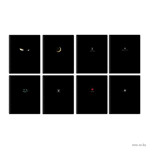 Тетрадь общая в клетку на гребне "In black" (80 листов) — фото, картинка