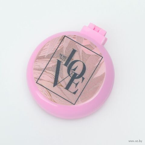 Расческа массажная для волос "С зеркалом. Розовая" (6,5 см) — фото, картинка