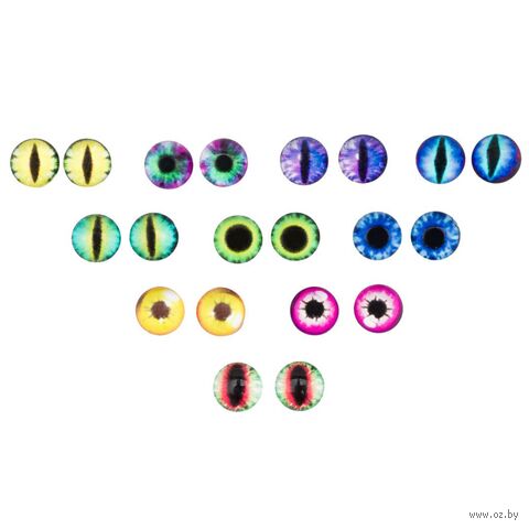Глазки для игрушек (8 мм; 20 шт.; 10 цветов) — фото, картинка