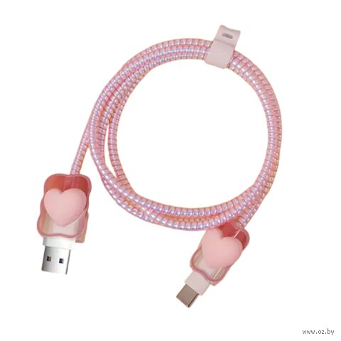 Защита для провода USB Type-C "Сердечки" — фото, картинка