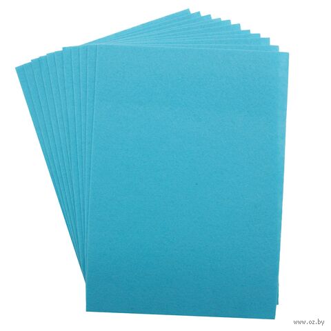 Фетр листовой жесткий (20х30 см; голубой; 12 листов) — фото, картинка